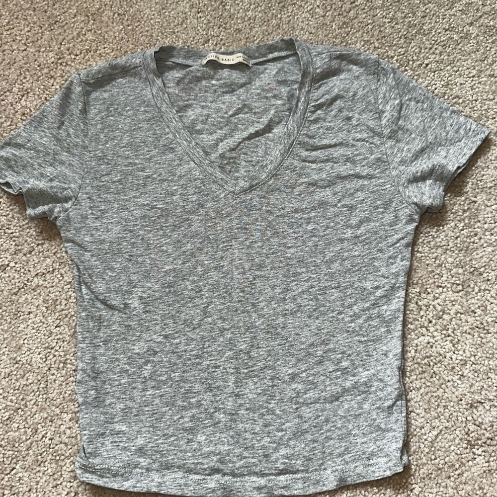 Active Basic Heather Gray V-Neck Tee